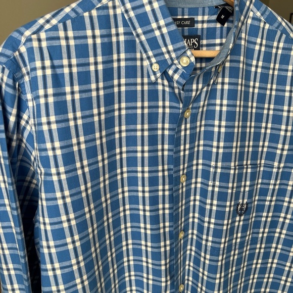 Chaps Men’s L/S Blue/white Plaid Button Up Size M - Picture 3 of 13